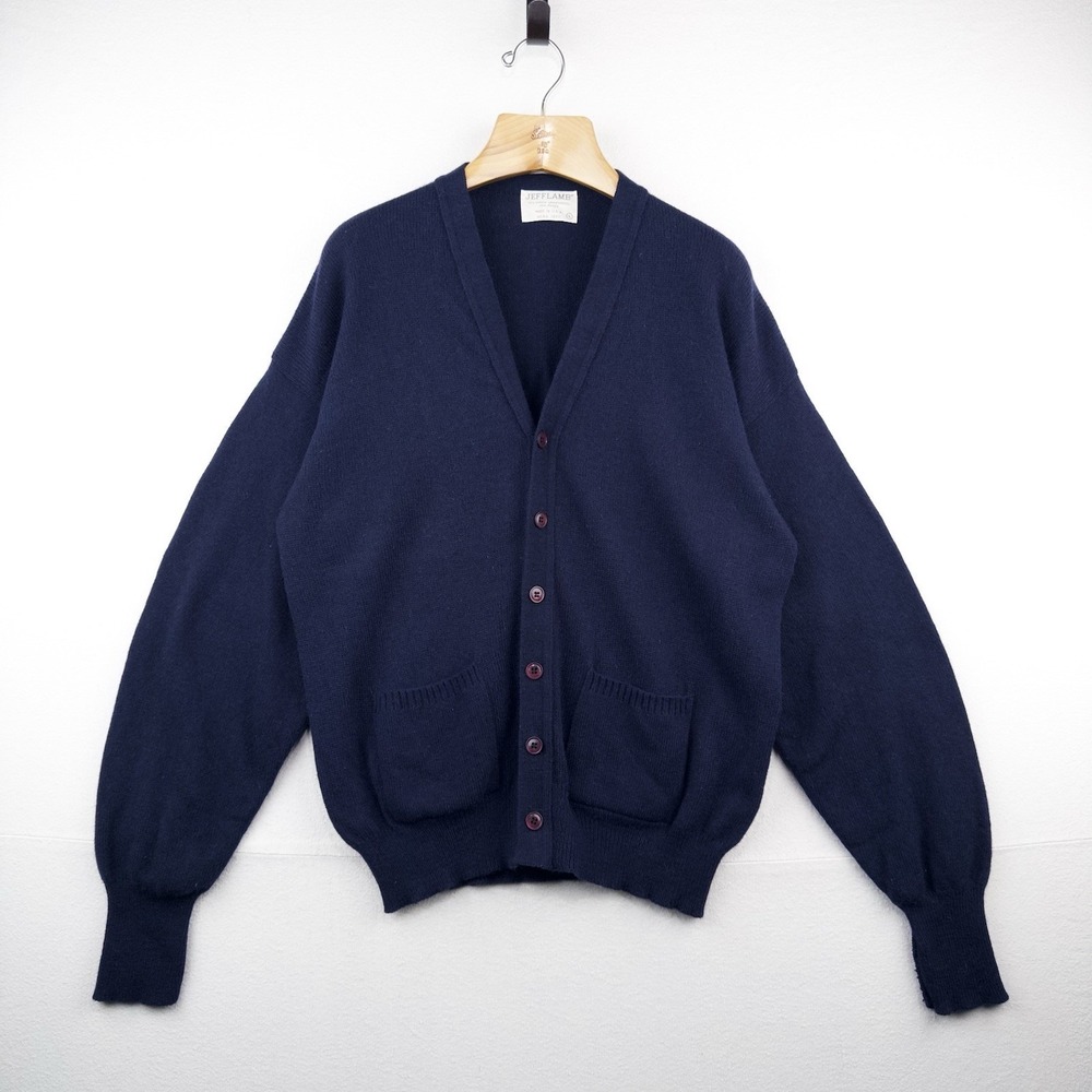 60's Vintage Lord Jeff Men's L Lambswool Cardigan Sweater Made In USA